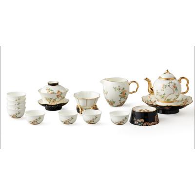 China Viable Made In China Tea Cup Set Ceramic With Tea Tray Pomegranate Homeland Ceramic Tea Set for sale