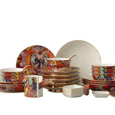 China New Auratic Ceramic Amazon Flower Porcelain Dinnerware 6 Person Sustainable Luxury Florentina Dinner Plates for sale