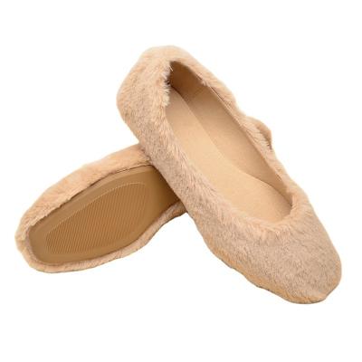 China Wholesale Fashion Soft Insole Flat Pumps Home Casual Winter Plush Large Size Warm Shoes For Indoor for sale