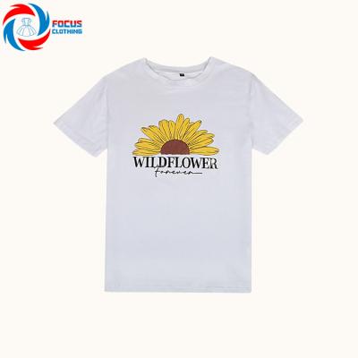 China European Women's Summer Breathable Round Neck Small Daisy Print Female T-shirt Casual Loose Simple Short-sleeved And American Tops T-shirts for sale