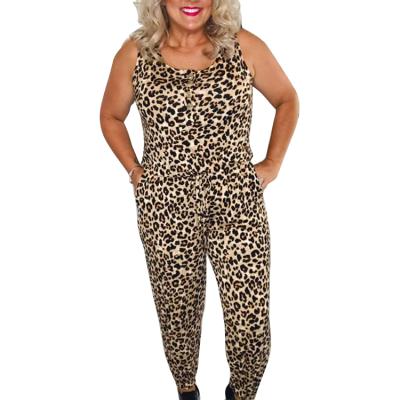 China Hot Selling Anti-pilling Ladies Rompers Milk Silk Women Custom Printed Elegant Leopard Jumpsuit For Women for sale