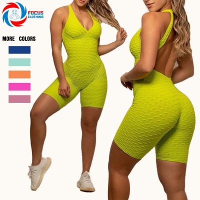 China Selling Sports Polyester Women Fitness Breathable Feeling Clothing Proof Yoga Pants Hot Squatting Jumpsuit Women Backless One-Piece Set for sale