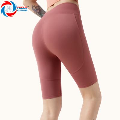 China High-Waist Fitness Yoga Wear Seamless Hips Elastic Gym Seamless Bare Shorts for sale