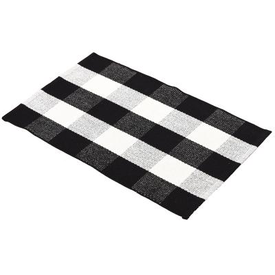 China China Wholesale Modern Cotton Woven Buffalo Check Plaid Blanket Bedroom Bathroom Floor Rug Black And White for sale