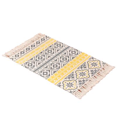 China Washable Supply Washable Chinese Cotton Woven Plaid Area Rug Bedroom Bathroom Floor Rug for sale