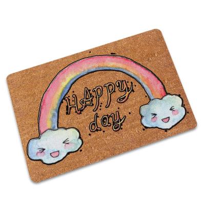 China Washable China Manufacturing Cheap Custom Brown Rectangle Printing Non Slip Rubber Door Mats for sale