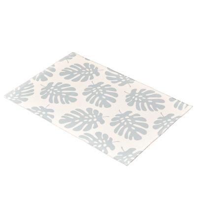 China Newest Factory Washable High Quality Custom Blue Leaves Non Slip Living Room Floor Door Mat for sale