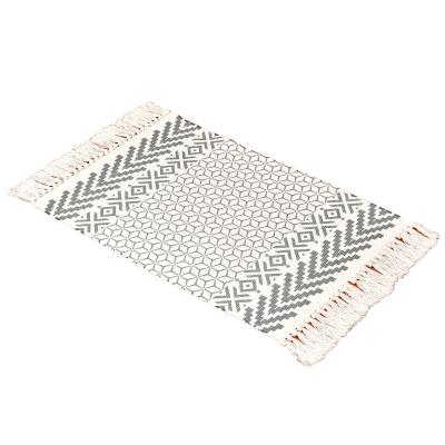 China Latest Manufacturer Fashion Custom Washable Printing Woven Indoor Washable Gray Plaid Rug for sale