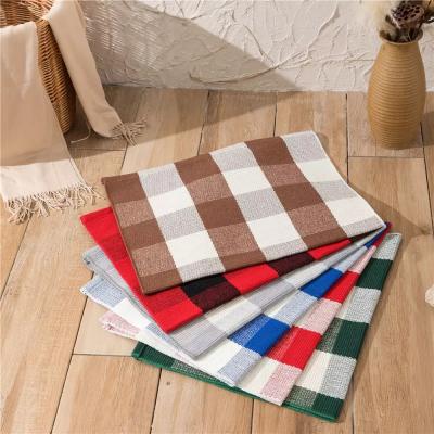 China Cotton Woven Black And Red Non Woven Products Buffalo Plaid Blanket Bedroom Slip Floor Warm Washable Rug for sale