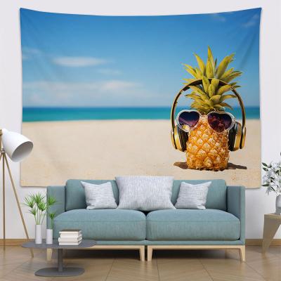 China Eco-friendly China Manufacturing Cheap Custom Map Pineapple Printing Rectangle Wall Hanging Tapestry for sale