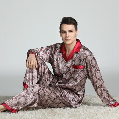 China QUICK DRY luxury designer wholesales men's pajamas natural silk print normal silk sleepwear for sale