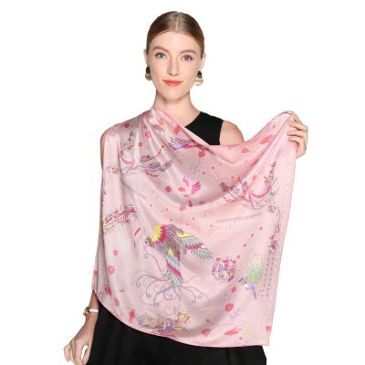 China Anti-puffiness Silk Scarf Women's Fashion Large Square Satin Headscarf for sale