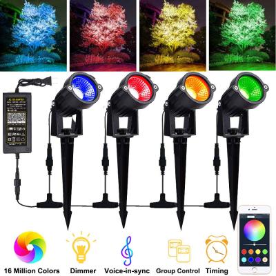 China Modern Outdoor Lighting Fixtures Drop Shipping 4*12W LED Landscape Lights 24V Garden Lights Waterproof Outdoor RGB Walls Trees Flags Landscape Spotlights for sale