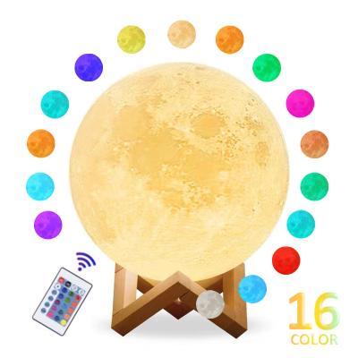 China Drop Shipping Modern Moon Light Touch Lamp 16 Color Changing USB Plug Kids Room Decoration Birthday Gifts Remote Control Night Light for sale