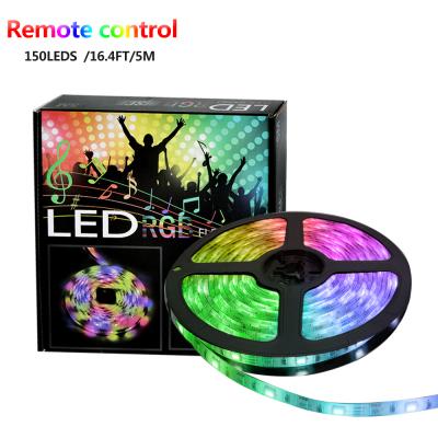 China Indoor 24Keys IR Remote Strip 30LEDs/M 16.4ft 5M RGB LED Flexible Strip IP65 TV Background 5050 Waterproof Living Room Decoration for sale