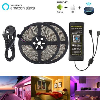 China Waterproof WIFI LED Strip Light 5050SMD RGB DC12V IP20 Flexible Smart Controlled WIFI LED Strip Light Alexa Amazon Google Tuya 2 Coil for sale