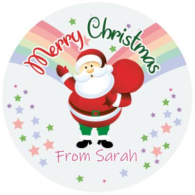 China Color Permanence Personalized Merry Christmas Sticker Labels Santa Presents MATT 24 & BRILLIANT 35 for sale