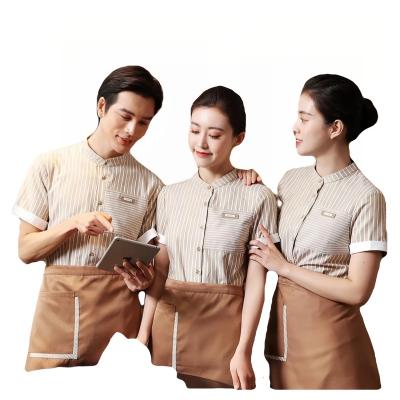 China restaurant & Wholesale Male Bar Waiter Bars Polyester Hotel Reception Top Uniform Fast Food Restaurant Custom Logo for sale