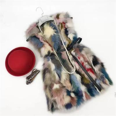 China Real Nature 2023 Real Fur Autumn Winter Thickening Nature Fur JZ109 Multicolor Seven Color Fox Fur Vest Long for sale