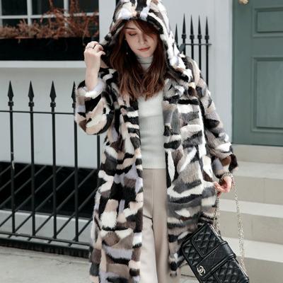 China New Genuine Natural Mink Fur Coat Women's Long Colorful Mink Fur Coat Jacket Large Size JN468 for sale