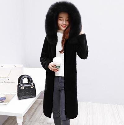 China Warm Rabbit Fur Hooded With Fox Fur Collar Women Full Fur Leather Jacket 2023 Custom New Size Z509 for sale