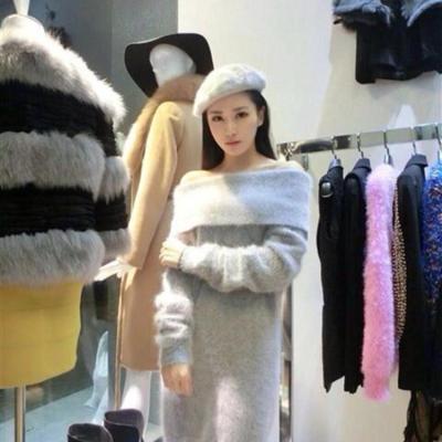 China New Arrival 100% Mink Cashmere Sweater Dress Real Mink Cashmere Pullovers Genuine Tight sexy real pure fluffy dress AL195 for sale