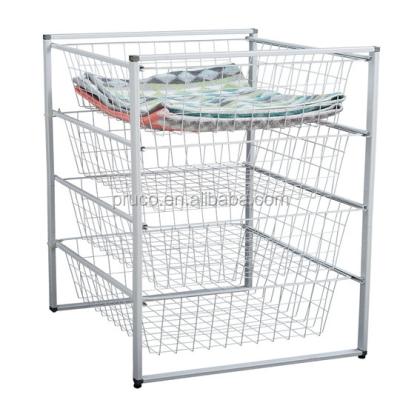 China Wire Mesh Wardrobe Trolley Basket Set Viable Organizer for sale