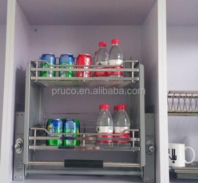 China Patented Mixed Material Metal Wire Shelf Basket Shelf For Kitchen Cupboard for sale