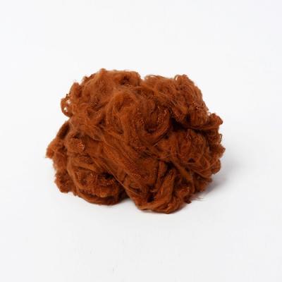 China Camel Colored 1.2D 32mm Polyester Yarn Raw Material For Blankets for sale