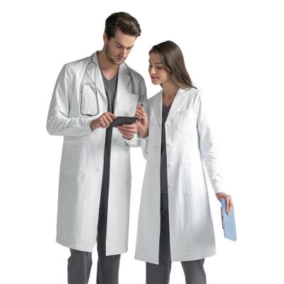 China Professional Unisex Cotton Polyester Hospital Uniforms Medical Science Doctors Nurse Wear White Lab Coat for sale