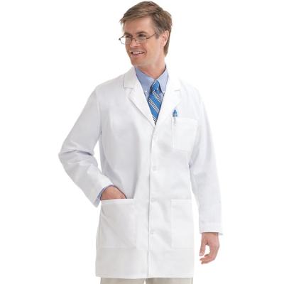 China Doctor Uniform White Lab Coat Customizable Logo Long Sleeve White Smock Pharmacy Gown Hospital Lab Coat for sale