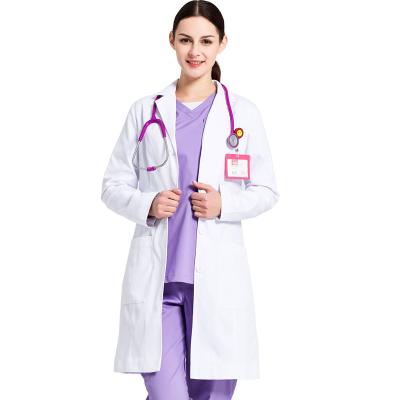 China Professional Unisex Cotton Polyester Hospital Uniforms Medical Science Doctors Nurse Wear White Lab Coat for sale