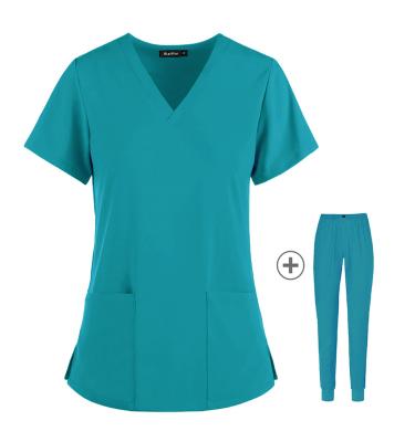 China Custom Hospital Women's Stretch Nursing Uniform Medical Scrubs Sets With Spandex For Hospital for sale