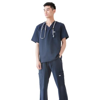 China Washable Soft Cloth Nurse Scrubs Hospital Uniform Wrinkle Anti Hospital Man Uniform Men Scrubs Jogger Scrubs Sets for sale