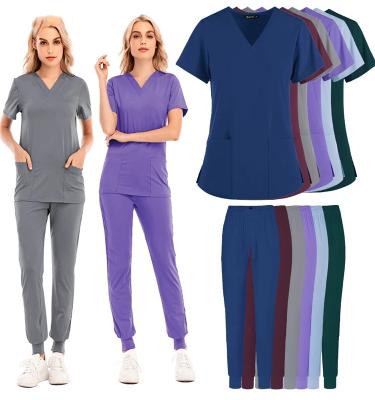 China Medical Hospital Hospital Uniforms Scrubs Nurse Short Sleeve Top Joggers Scrubs Suit Women Scrubs Uniform Sets for sale