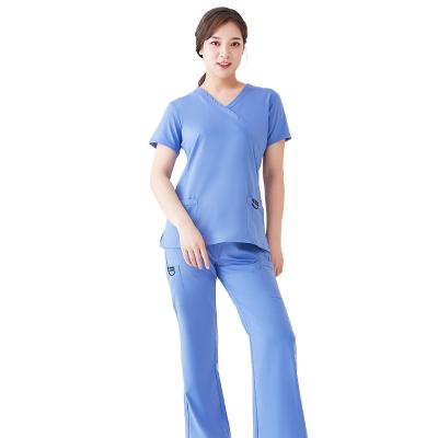 China Doctor Nurse Uniforms Hospital Surgery Sets Short Sleeve Surgical Suits Clinic Workwear Dental Care Clothes Scrub for sale