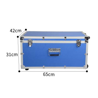 China Blue Aluminum Cabinet Trolley Case Hard Aluminum Assemble Box 63.5*40.5*29.5cm for sale