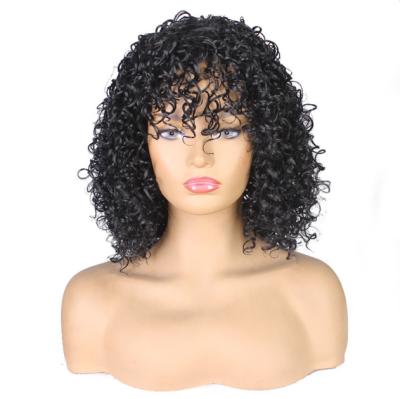 China Fashion Trend Customized None Lace Up Hot Selling Machine Made Black Kinky Curl Wig European And North American High Heated Temperature for sale