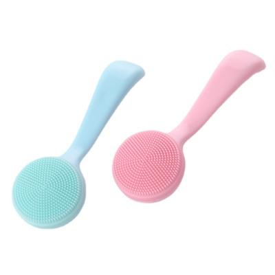 China Fashion Trend Customized Factory Sell Cheap Price Eco Material Face Pink Custom Or Blue Silicone Cleansing Brush With Long Handle for sale