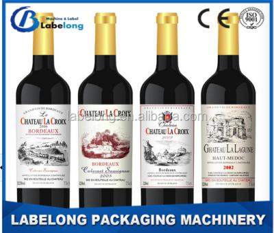 China Waterproof Self Adhesive Wine Labels For Customized And Cheap Gold Foil Stamping Red Wine Labels for sale