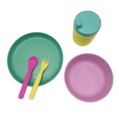 China Eco-Friendly Health BPA Free Biodegradable Durable PLA Kids Bamboo Tableware Sets , Kids Plating Sets Baby Feeding Set for sale