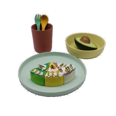 China Sustainable NO MELAMINE Powder Eco Friendly Tableware Set PLA Powder Dinner Set Biodegradable Bamboo Tableware for sale