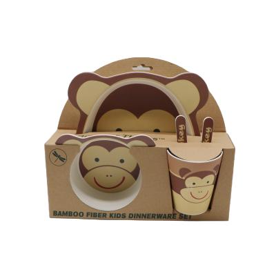 China Sustainable Popular Classic Biodegradable Bamboo Baby Kids Cup Children Tableware Set Children Feeding Set for sale