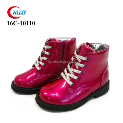 China Waterproof kids wholesale flat outdoor shoes PU leather shinning girl's boots for sale