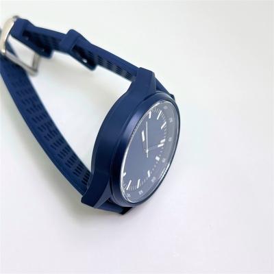 China Wholesale Smallest Private Label Silicone Brass Case 38mm Blue Silver Mens Silicone Mens Watch Water Resistant for sale