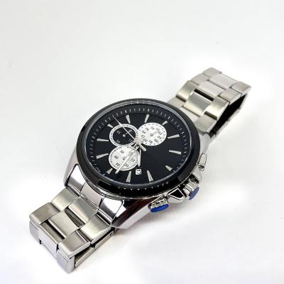 China Japanese Strap Stainless Steel Personality Multi-eye Date Movement Customized Big Family Case Automatic Date Black Silver Men's Watch for sale