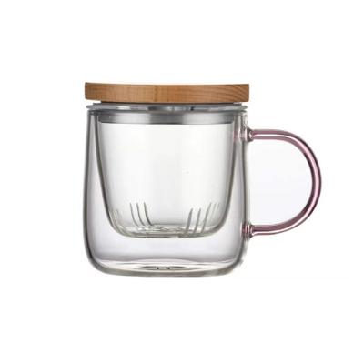 China Sustainable High Quality Glass Tea Mug Set With Infuser Pyrex Glass Tea Cup for sale