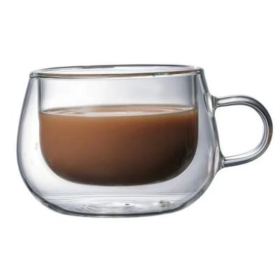 China Sustainable Glass Double-layer Tea Cup Water Cup Milk Tropical Separation Transparent Coffee Mug for sale