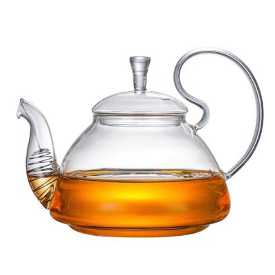 China High Borosilicate Sustainable Handmade Transparent Heat Resistant Glass Teapot Boiling Teapot for sale