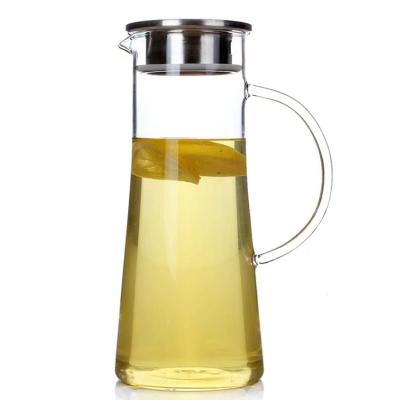 China Sustainable Chinese manufacturer of borosilicate glass jugs, juice and iced tea bottles with dipping cap for sale